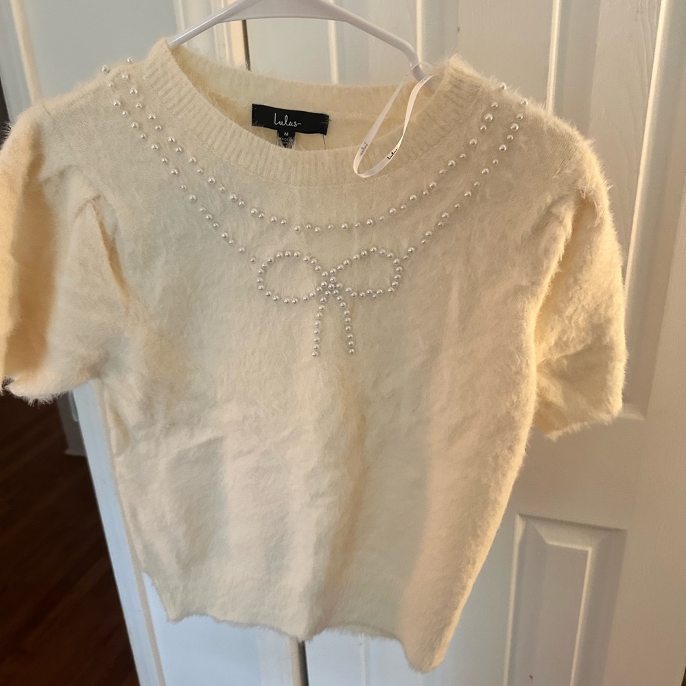Lulu's Cream Sweater with Pearl Details